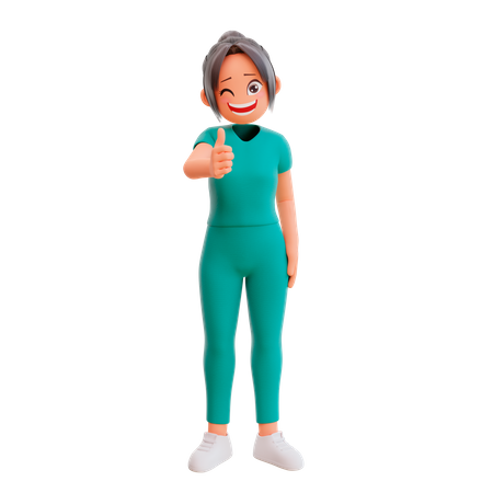 Cute nurse showing thumbs up  3D Illustration