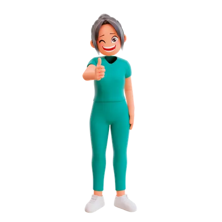 Cute nurse showing thumbs up  3D Illustration