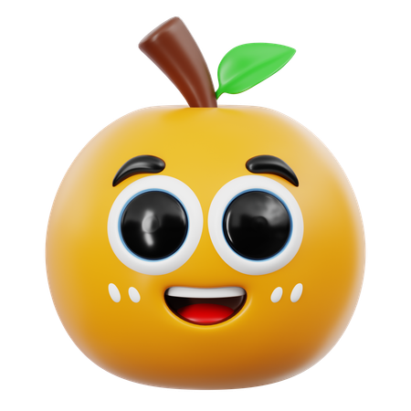 Cute Orange Emoji  3D Icon