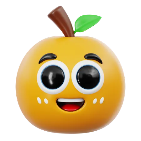 Cute Orange Emoji  3D Icon