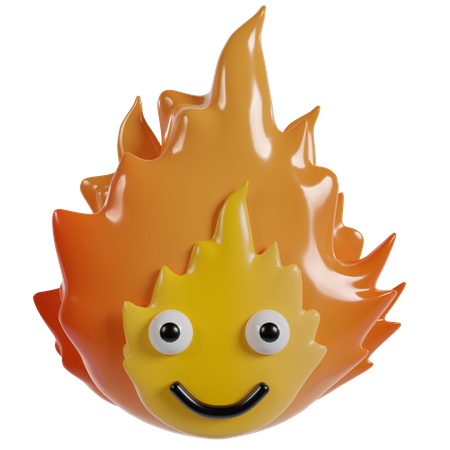 Cute Orange Flame  3D Icon