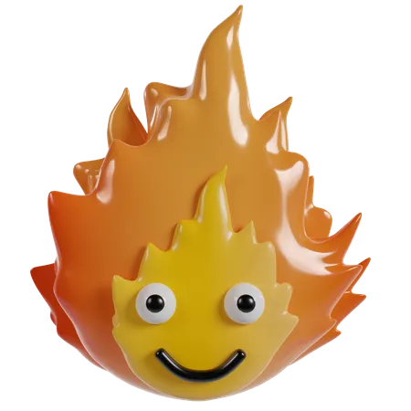 Cute Orange Flame 3D Icon