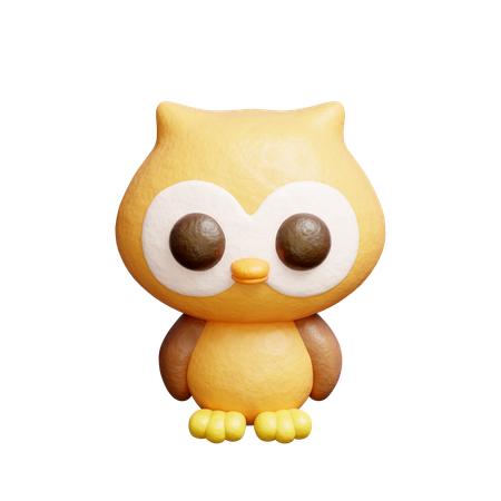 Cute Owl Character  3D Icon