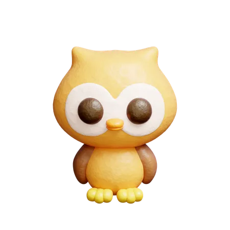 3 D Cute Owl Cartoon Animal Character 3D Icon