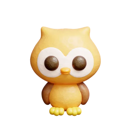 Cute Owl Character  3D Icon