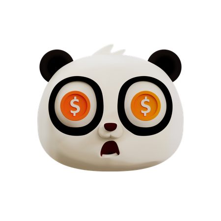 Cute Panda Dollar Emoji  3D Icon