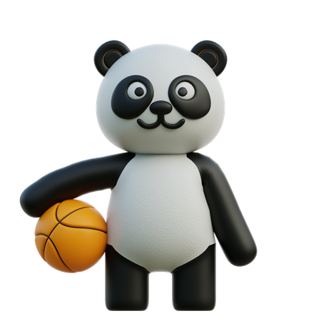 Cute Panda Holding Basketball  3D Illustration