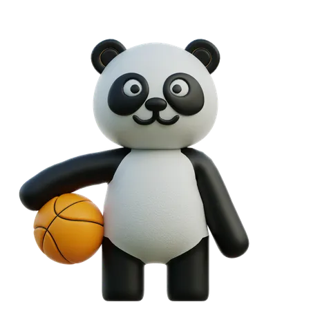 Cute Panda Holding Basketball  3D Illustration
