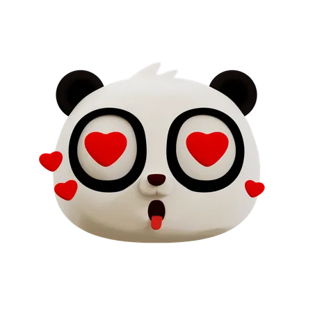 Cute Panda Love Emoji  3D Icon