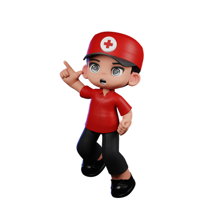 Cute Paramedic Doing Happy Jumping  3D Illustration