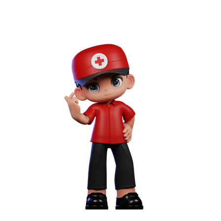 Cute Paramedic Giving Love Sign  3D Icon