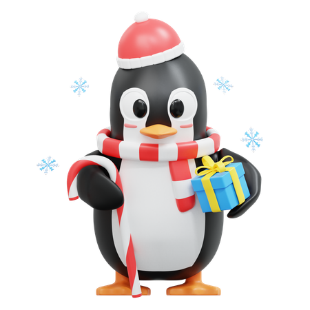 Cute Penguin Bring Candy Stick  3D Icon