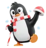 Cute Penguin Bring Candy Stick And Beanie