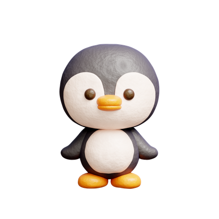 Cute Penguin Character  3D Icon