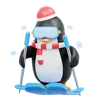 Cute Penguin Enjoying Ski