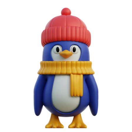 Cute Penguin In Winter Outfit  3D Icon