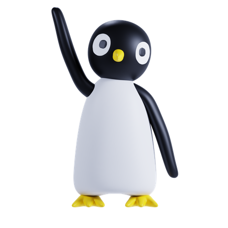 Cute Penguin Say Hello 3D Illustration
