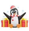 Cute Penguin Sit With Giftbox