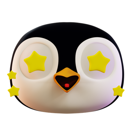 Cute Penguin Star Emoji  3D Icon
