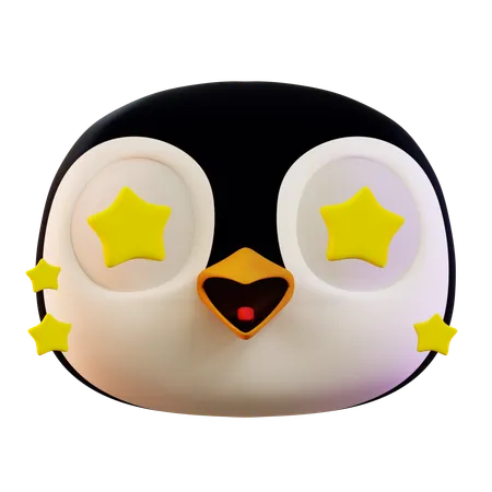 Cute Penguin Star Emoji  3D Icon