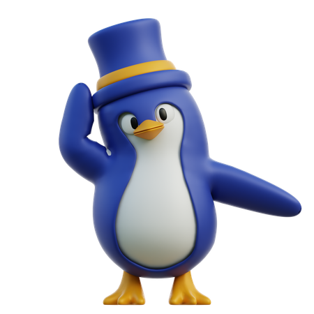 Cute Penguin Wearing Long Hat  3D Icon