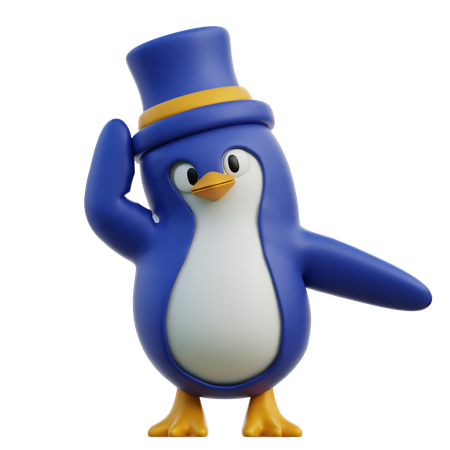 Cute Penguin Wearing Long Hat  3D Icon