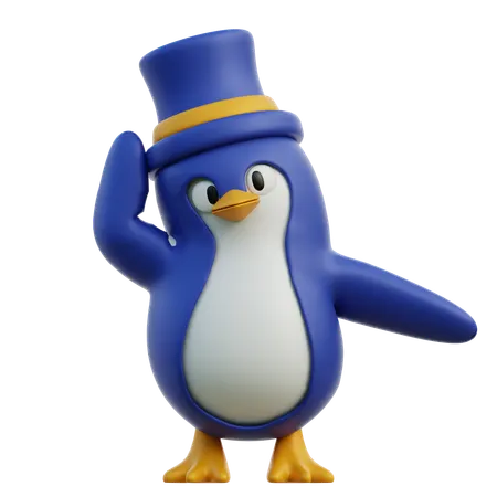Cute Penguin Wearing Long Hat  3D Icon