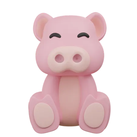 Cute Pig  3D Icon