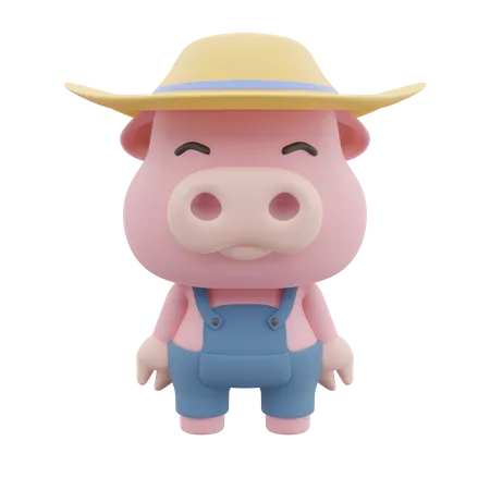 Cute Pig  3D Illustration