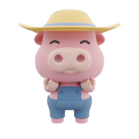 Cute Pig  3D Illustration