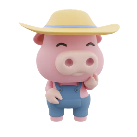 Cute Pig  3D Illustration