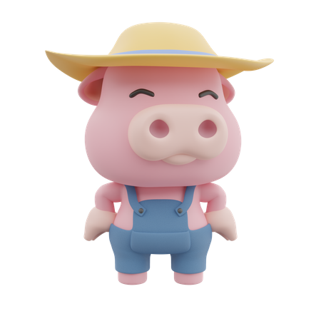 Cute Pig  3D Illustration