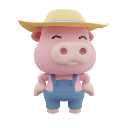 Cute Pig  3D Illustration