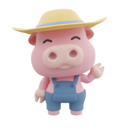 Cute Pig  3D Illustration