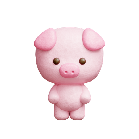 Cute Pig Character  3D Icon
