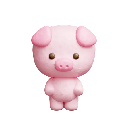 3 D Cute Pig Cartoon Animal Character 3D Icon