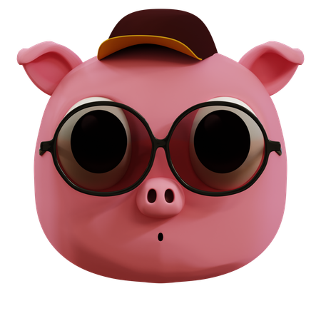 Cute Pig Cool Emoji  3D Icon