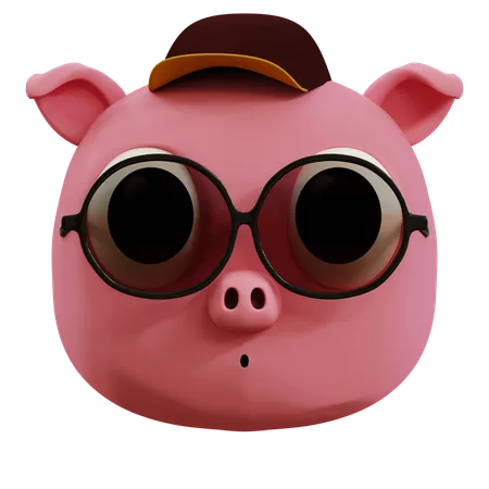 Cute Pig Cool Emoji  3D Icon