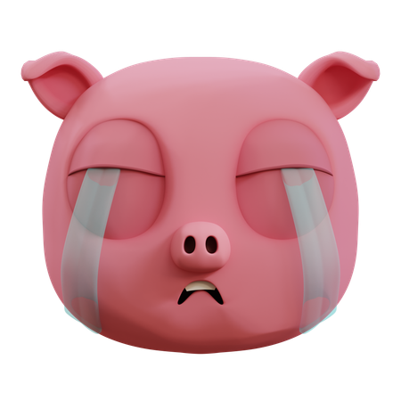 Cute Pig Cry Emoji  3D Icon