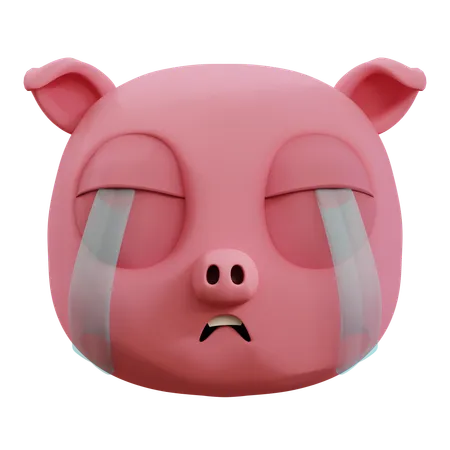 Cute Pig Cry Emoji  3D Icon