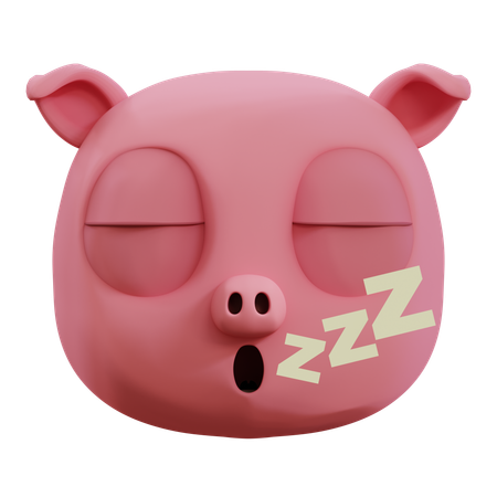 Cute Pig Deep Sleep Emoji  3D Icon