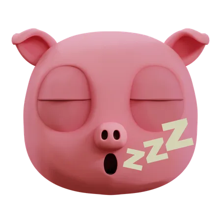 Cute Pig Deep Sleep Emoji  3D Icon