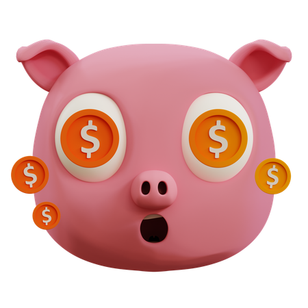 Cute Pig Dollar Emoji  3D Icon