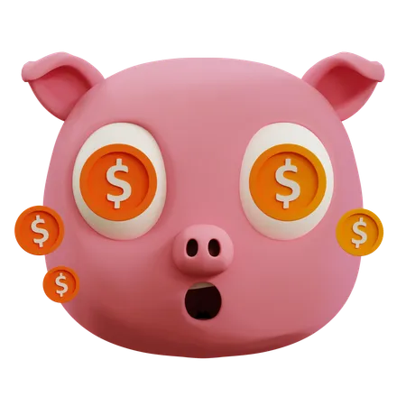 Cute Pig Dollar Emoji  3D Icon