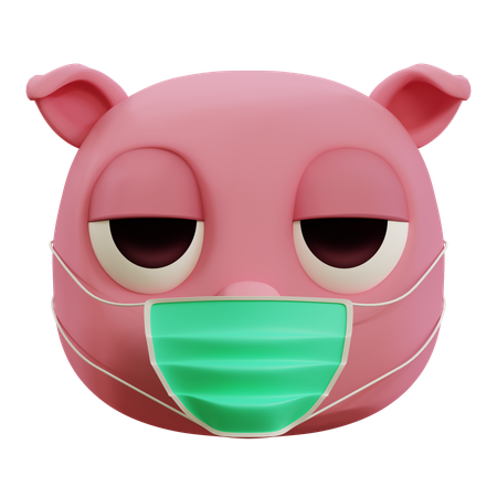 Cute Pig Having Flu Emoji  3D Icon