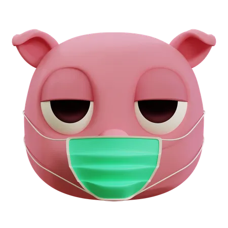 Cute Pig Having Flu Emoji  3D Icon