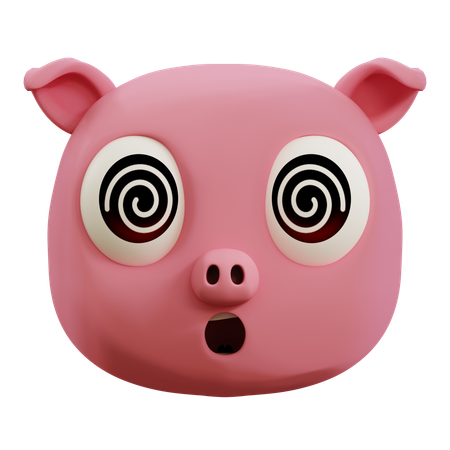 Cute Pig Is Dizzy Emoji  3D Icon
