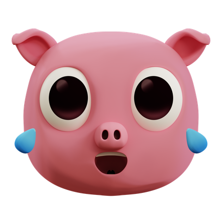 Cute Pig Laughing Out Loud Emoji  3D Icon