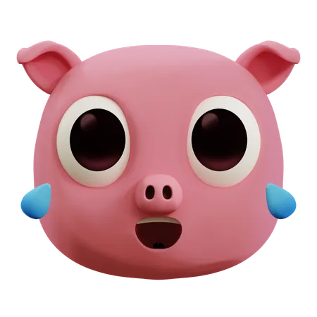 Cute Pig Laughing Out Loud Emoji  3D Icon