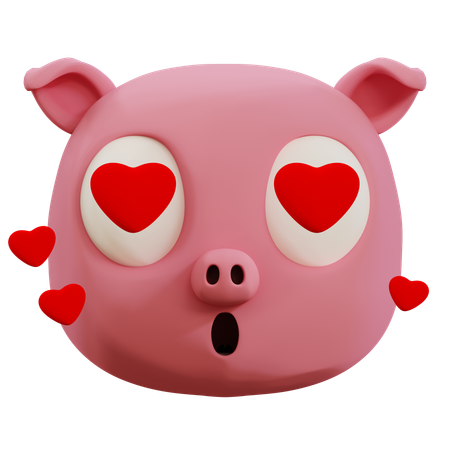 Cute Pig Love Emoji  3D Icon